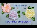 Embroidery of Rose Flower with 2 Different Technique