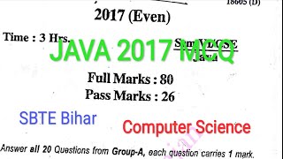 Java 2017 MCQ || CSE Vth SEM || SBTE Bihar