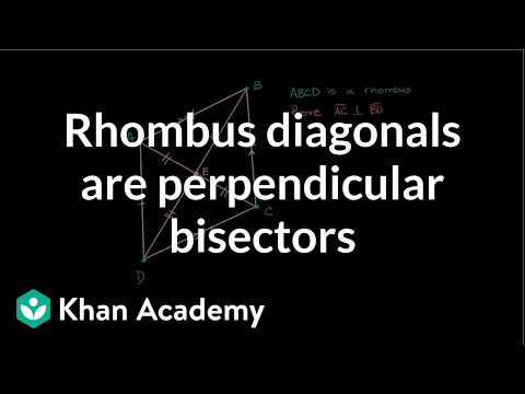Proof: Rhombus diagonals are perpendicular bisectors | Quadrilaterals | Geometry | Khan Academy