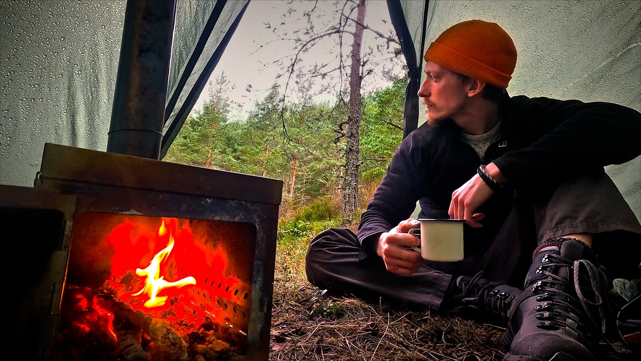 Cozy Tent Stove Camping | Fresh Pizza