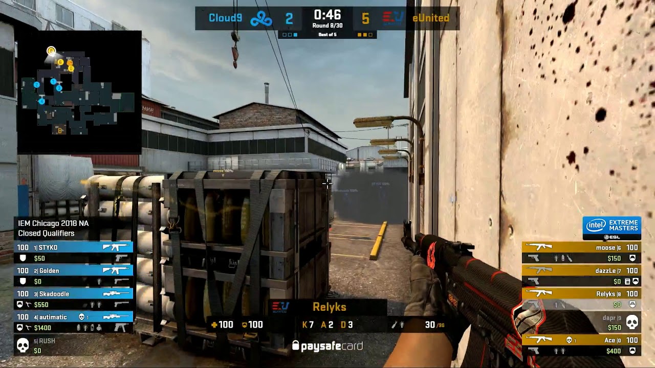 Cloud9 vs eUnited (Cache) IEM Chicago 2018 NA Closed Qualifier - map4
