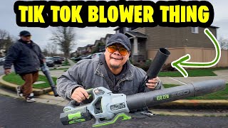 Cleaning up the lawn and Testing out this Tik Tok Lawn Blower attachment thing... does it work?