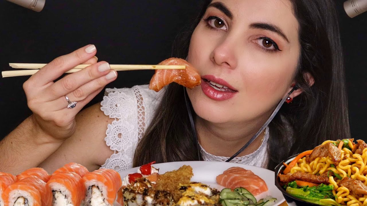 ASMR COMENDO SASHIMI - LÁMEN - PEIXE FRITO E CEVICHE • MUKBANG - EATING SOUNDS - Sweet Carol
