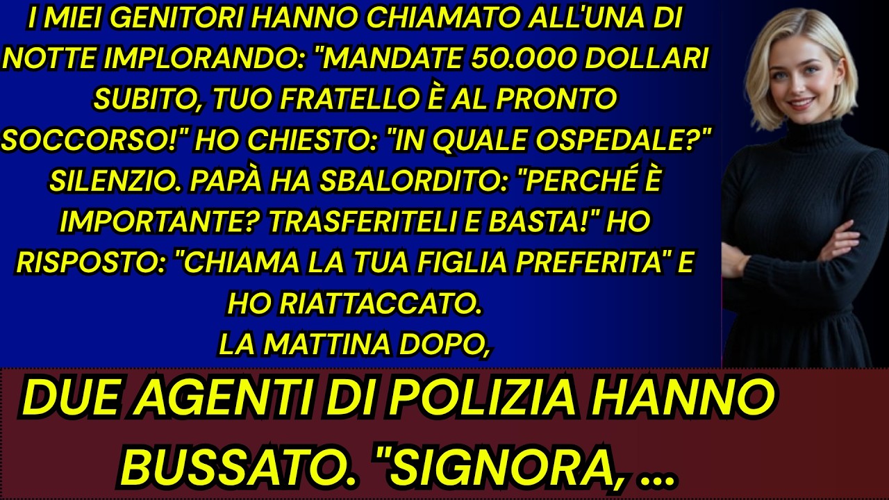 Erano le 12:47 quando mia madre chiamò per l'ennesima volta. «Marco, è un'emergenza. Tuo fratello deve essere operato, servono cinquantamila euro prima dell'alba.» Avevo già sentito quella storia...