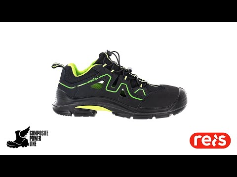 Кросівки захисні REIS COMPOSITE POWER BREMA BCA-BREMA-S1P BZ чорний-зелений, видео 1