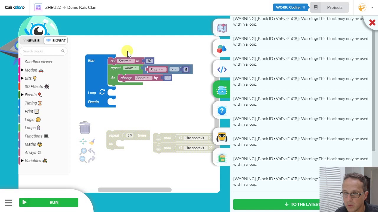 Kai's Clan Blockly - Lesson 5 / Loops - YouTube