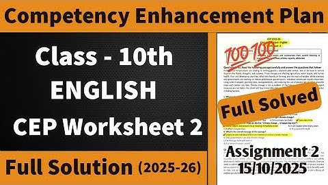 Class 10th English CEP Worksheet 2 2025 | Class 10th English CEP Worksheet 2 full solution 2025 pseb