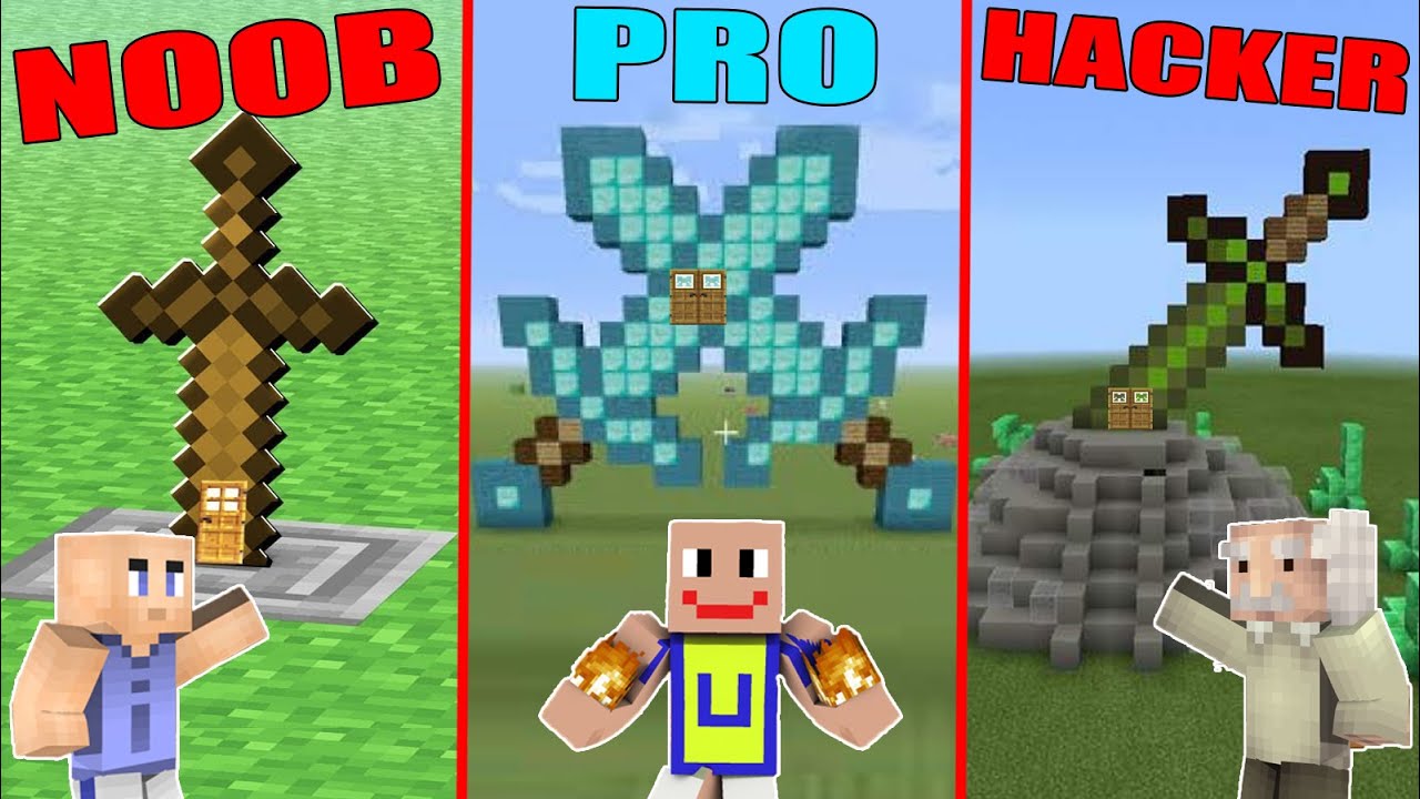 MINECRAFT: NOOB VS PRO VS HACKER - RUMAH PEDANG - YouTube