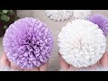 折り紙で作るふわふわな花の作り方｜壁面飾り｜ポンポンフラワーボール｜How to make pom pom  flower with paper｜ayawang-paper