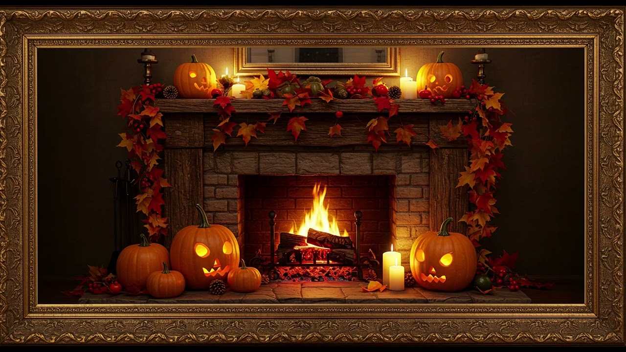 Frame TV Art - Frame Art TV with Music: Spooky & Cozy: Halloween Fireplace Ambiance