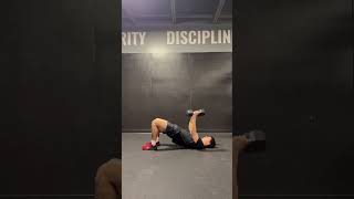 Strength Training: Glute bridge hold + dumbbell floor press