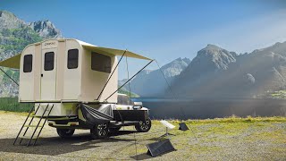 Camp365 foldable RV pod grows Tesla or Ford pickup into mountain cabin