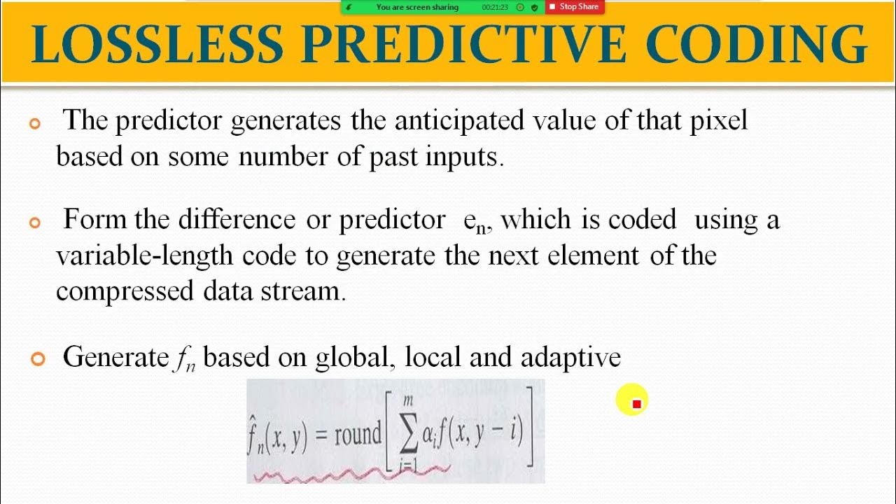 LOSSLESS PREDICTIVE CODING IN IMAGE COMPRESSION - YouTube