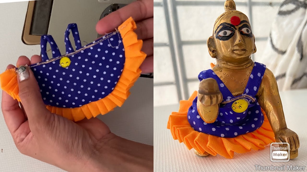 😍(no4 and 5)😍How to make laddu gopal simple cotton fark dress 👗 🙏🙏🙏🙏🙏