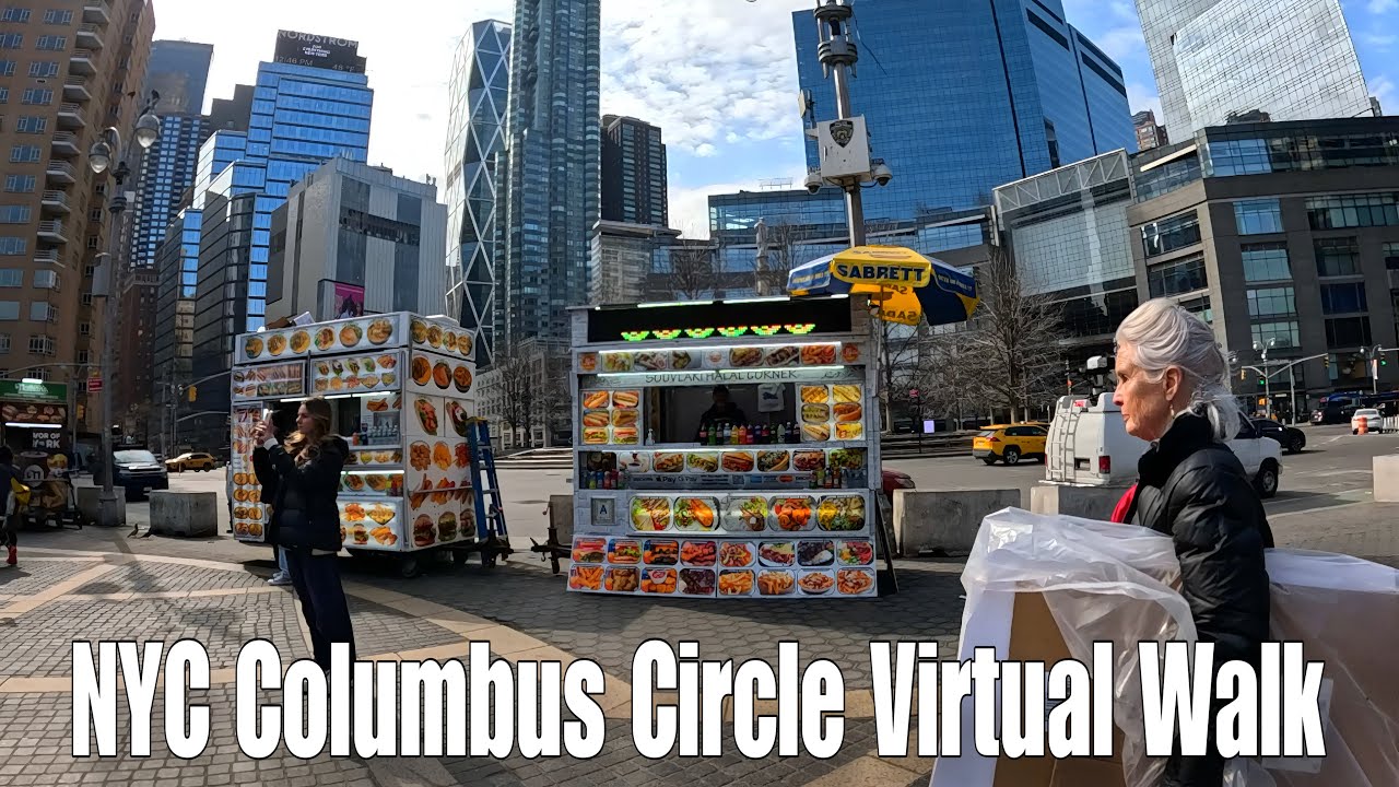 Walking Tour of Columbus Circle NYC | Food Carts, Streets & Urban Vibes (March 4, 2025)