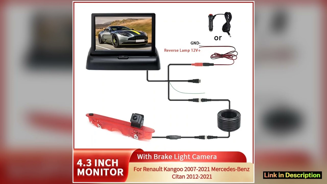 HD Car Brake Light Reverse Camera With 43inch Car Monitor For Renault Kangoo 20072021 MercedesBenz