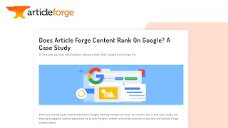 Can Article Forge Content Rank on Google A Case Study