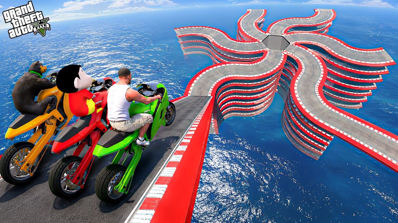 FRANKLIN AND SHINCHAN TRIED THEIMPOSSIBLE STAR MULTI ROADPARKOUR CHALLENGE GTA 5