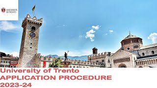 University of Trento application 2023-24 screenshot 1