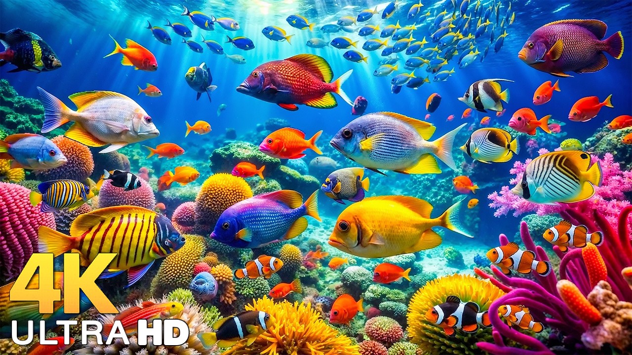 Fish Mp4 AQUARIUM 4K (ULTRA HD) - Beautiful Fish Swimming & Colorful Sea Life ...