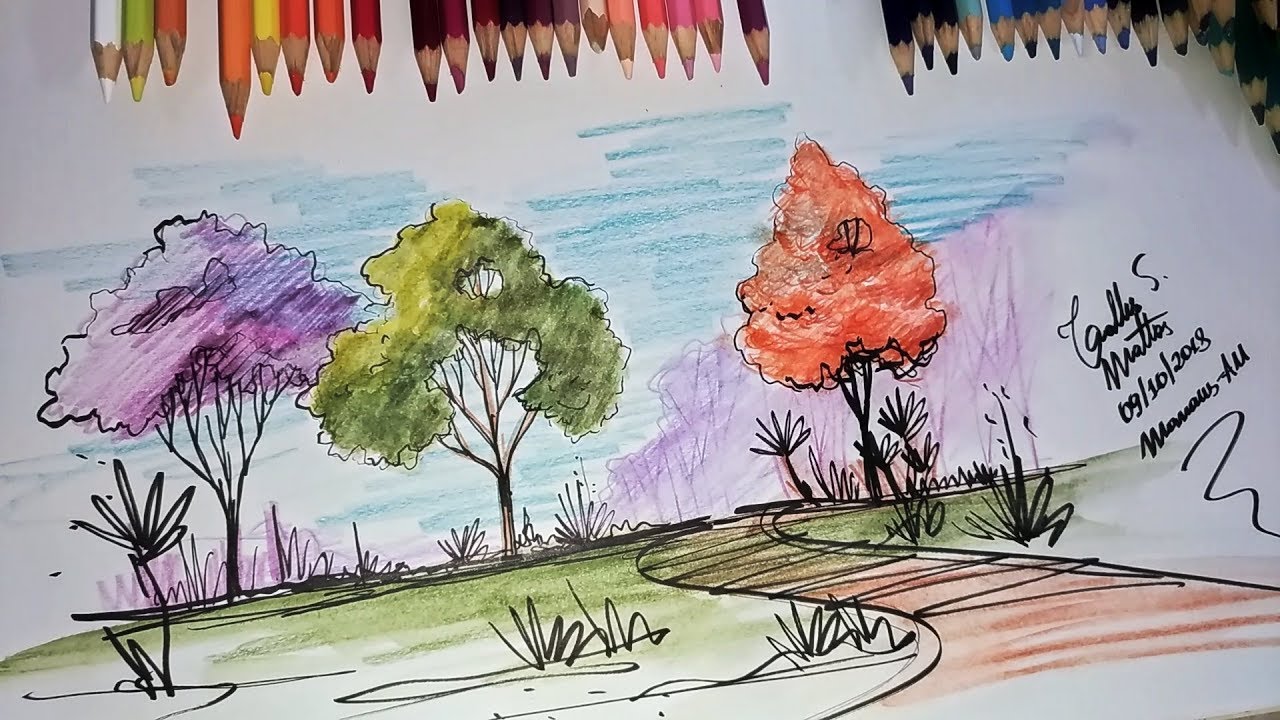 Desenho e arte por Natigiovanaz - Por que eu adoro desenhar vegetação? Olha  essas cores! 😍