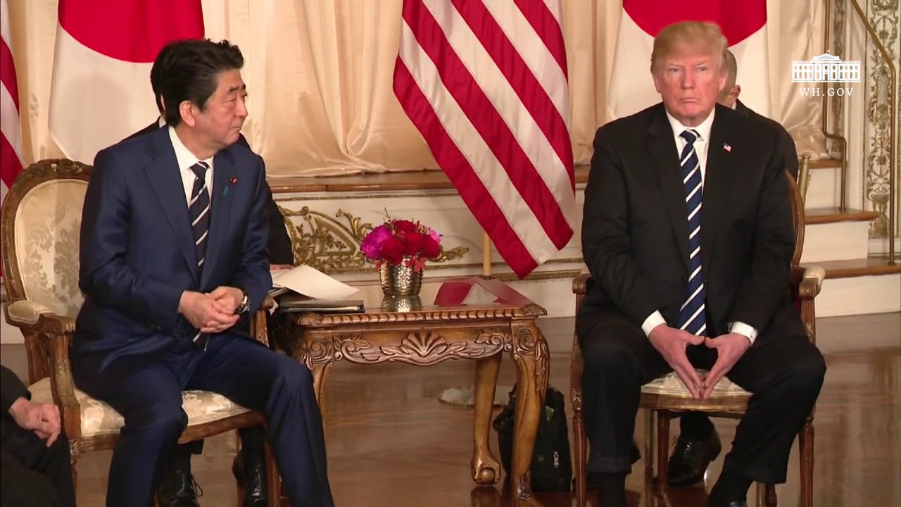 President Trump has a Restricted Bilateral Meeting with the Prime Minister of Japan