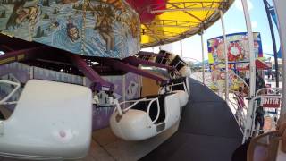 Riding backwards on the Flying Bobs at Fun Spot, Kissimmee, FL