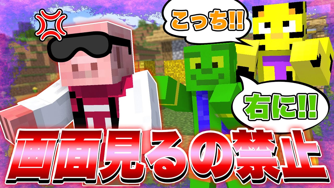 【マイクラ】目隠しで前が何も見えない世界でサバイバル