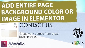 How To Change Body Background Color or Image In Elementor Page WordPress