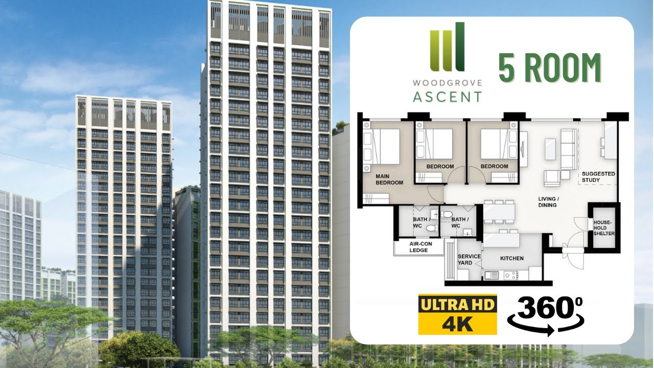 Woodgrove Ascent 5room Virtual Tour 2021 May Woodlands BTO VR 360 4K YouTube