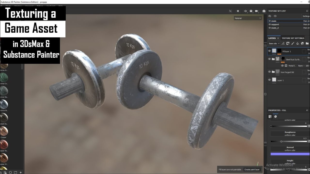 Texturing In 3dsmax & Substance Painter | How To Texture Game Asset ...