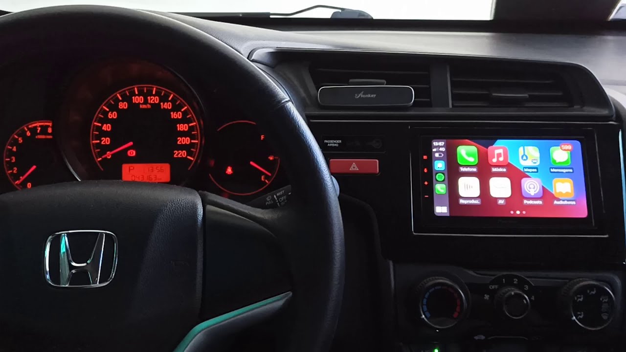 Honda Fit 2014 - Pioneer 7" FullHD - CarPlay e Android Auto sem fio - ArtsomAuto