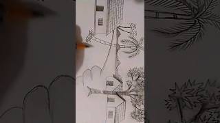 How to draw Pencil Sketch Secenery drawing #drawing #villagelandscape #art