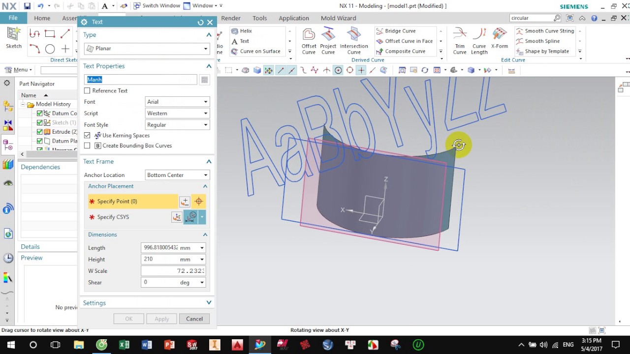 Hướng dẫn sử dụng lệnh Wrap/Unwrap, Text, Trim Sheet in NX11. - YouTube