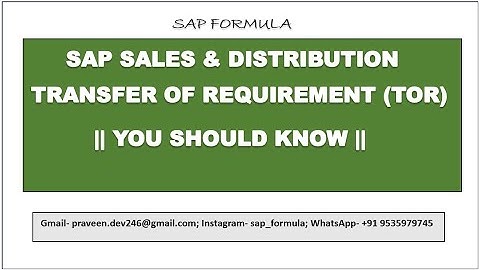 CONCEPT 58- SAP SD, TRANSFER OF REQUIREMENT || SAP FORMULS ||