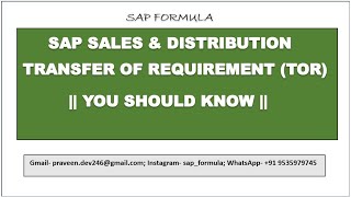 CONCEPT 58- SAP SD, TRANSFER OF REQUIREMENT || SAP FORMULS || Wealth
