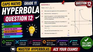 Question 12 CAPS Maths Hyperbola | Asymptotes, Intercepts, Axis of Symmetry & Transformations