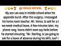 My son Leo was in middle school when his appendix burst. After the surgery, I messaged his home room