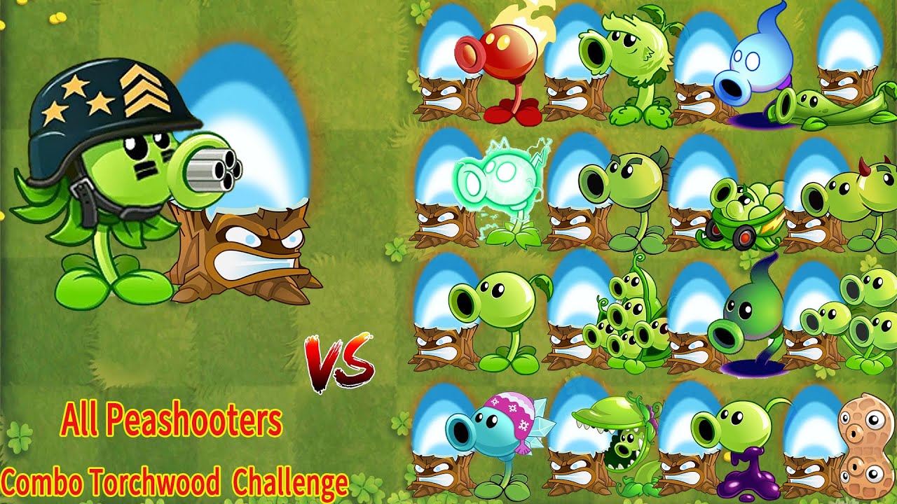 Pvz 2 Gameplay - Mega Gatling Pea & Torchwood Combo Vs All Peashooters ...