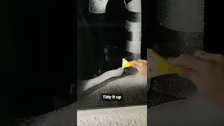 Learn how to make a candy cane out of snow spray! ❄️ #christmas #snowspray #christmasseason