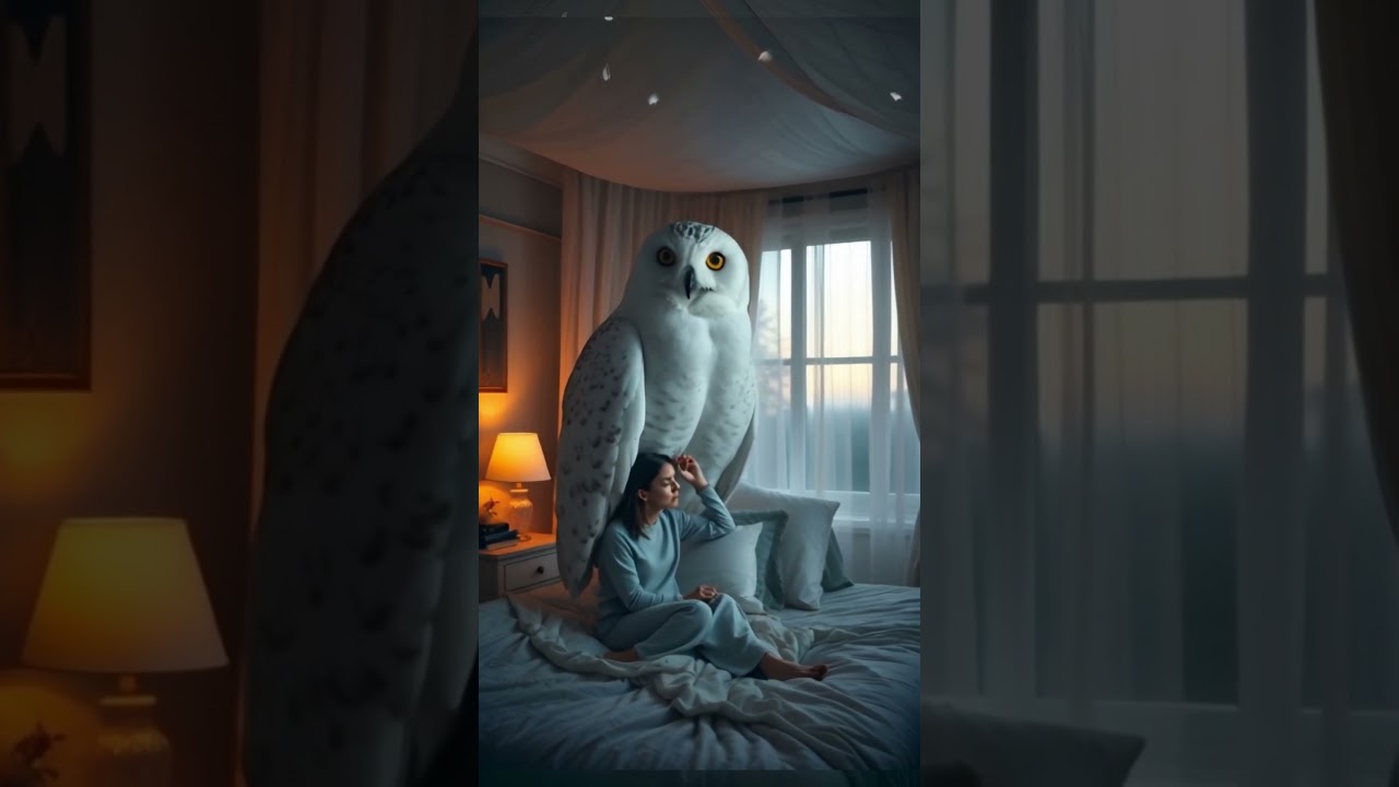 Massive Snowy Owl in Cozy Bedroom | Ultra-Realistic 8K Fantasy Short V-1 