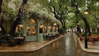 Spring Rainy Café Street 🌧️Cozy Outdoor Coffee Shop | Relaxing Jazz Playlist for Study, Work & Peace screenshot 5