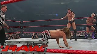 Evolution \& Mark Henry vs Goldberg \& Shawn Michaels RAW Oct 13,2003
