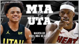 Miami Heat vs Utah Jazz Full Game Highlights | Mar 2 | 2024 NBA Season