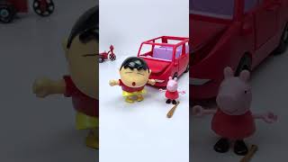 Satisfying Review Miniature Peppa teach Shinchan how to dance ASMR Toy Unboxing Video #shorts