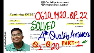 #0610_m20_qp_22 part 1 SOLVED #Biology 0610 feb/mar 2020 paper 22