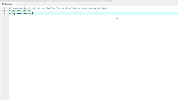 C++ : Program to display the Inverted Half Pyramid Pattern on screen using for loop...