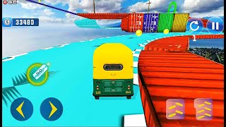 Tuk Tuk Rickshaw Mega Ramp GT Racing Stunts Driving Free - Android GamePlay #2 screenshot 2