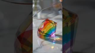 Diamond Jelly Cube Slice ASMR 💎 Ultra Realistic Rainbow Glass Cutting Sounds #shorts #asmr