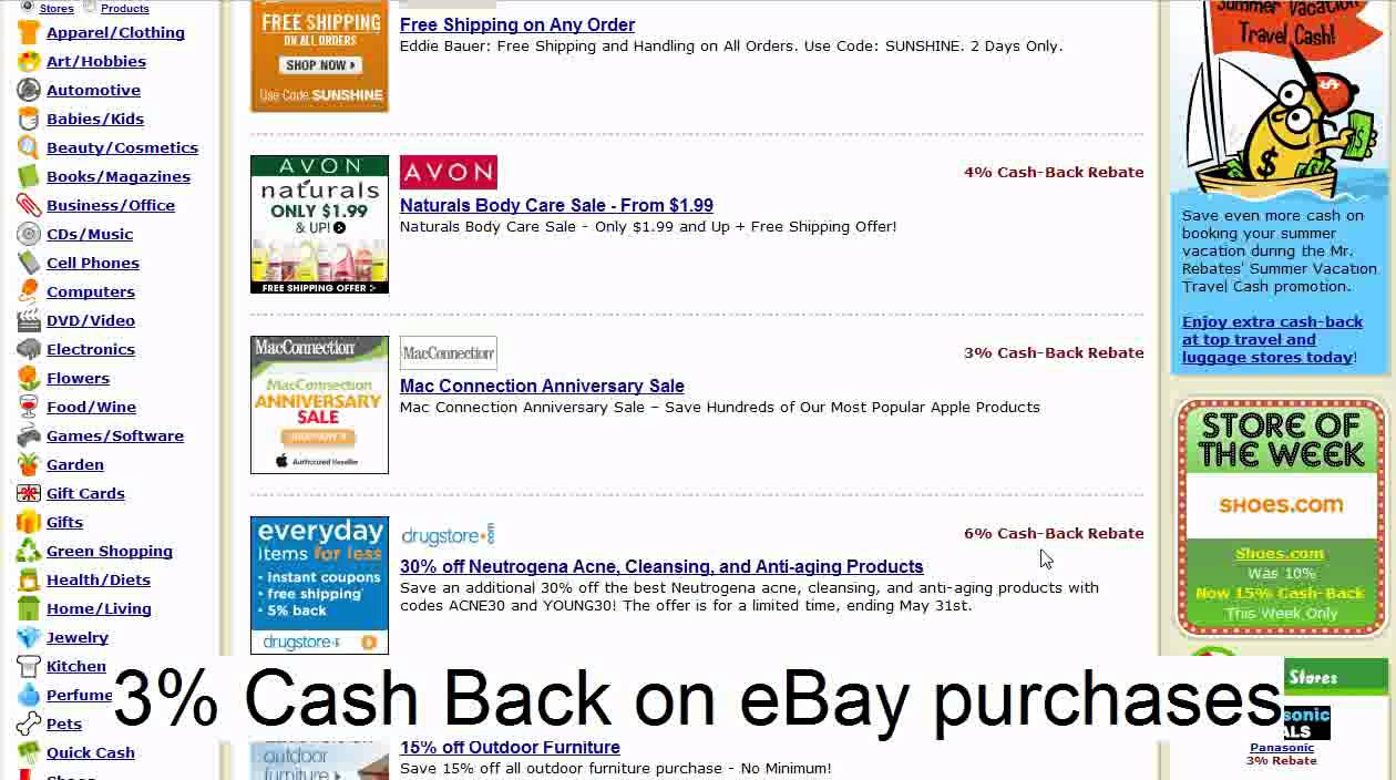 Ebay Cash Back Rebate Get 5 Cash Back On Ebay Purchases